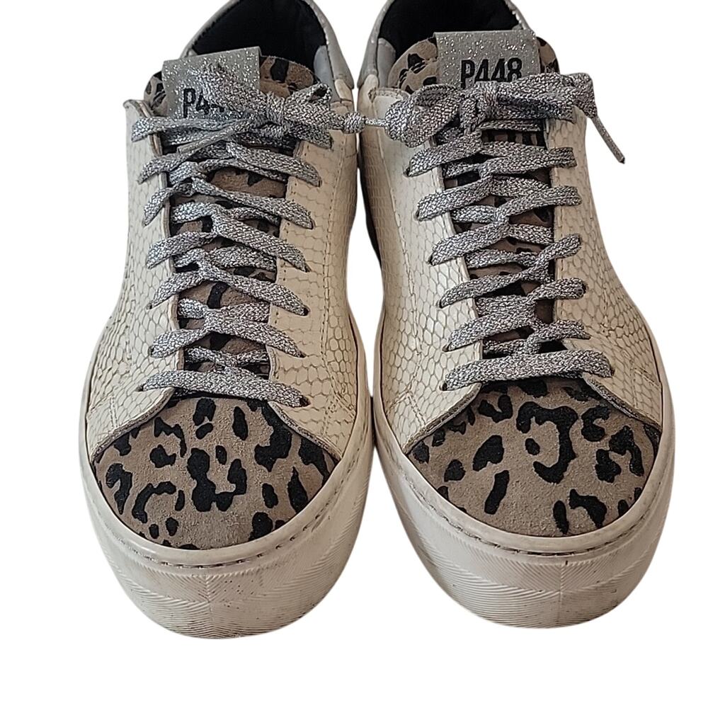 P448 Thea Python Roccia White Leather Platform Sn… - image 2